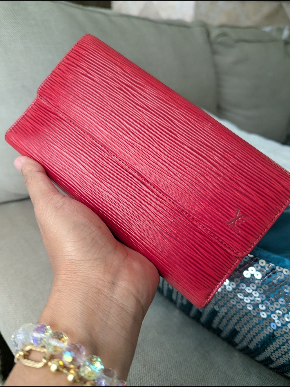 Louis Vuitton Red Epi Leather Trifold Vintage Wallet (1994, Spain)